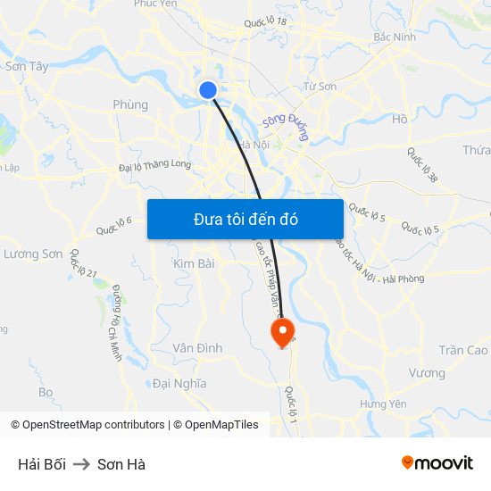 Hải Bối to Sơn Hà map