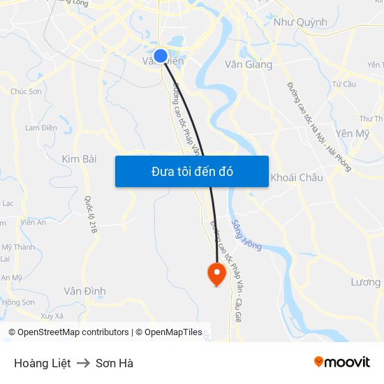 Hoàng Liệt to Sơn Hà map