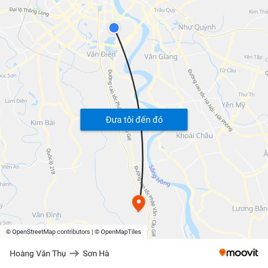 Hoàng Văn Thụ to Sơn Hà map