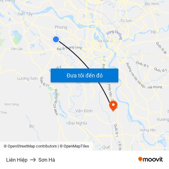 Liên Hiệp to Sơn Hà map