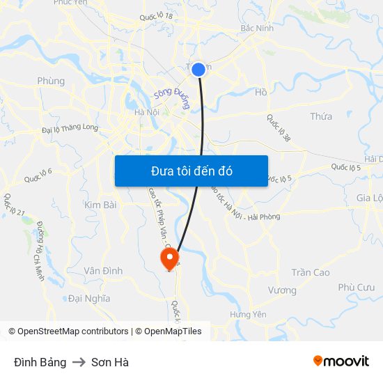 Đình Bảng to Sơn Hà map