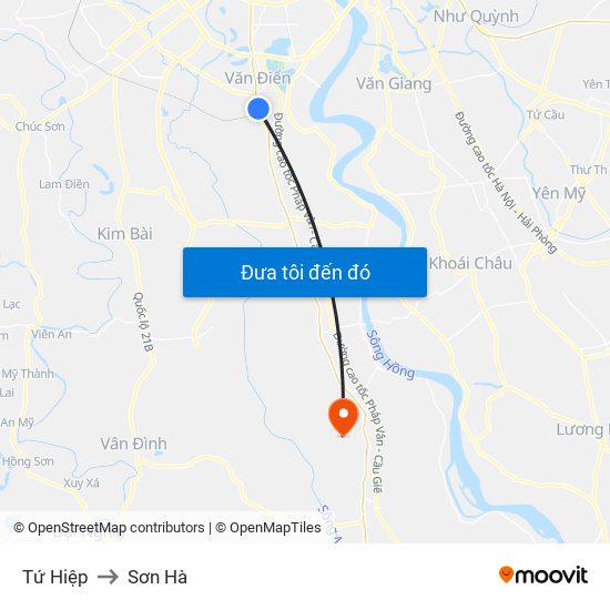 Tứ Hiệp to Sơn Hà map