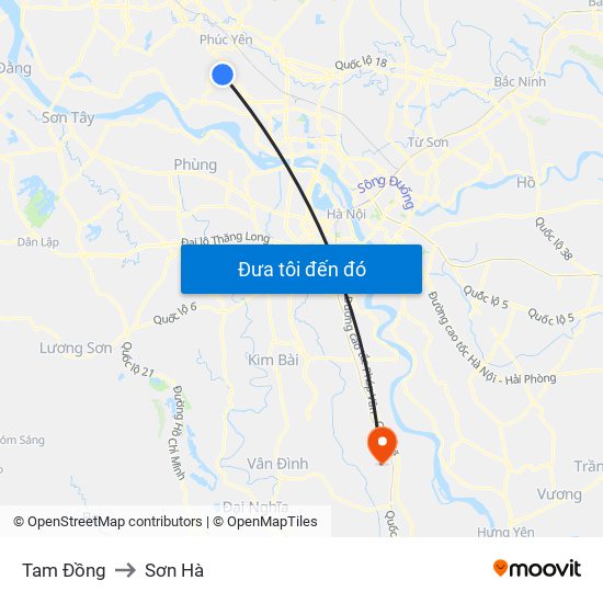 Tam Đồng to Sơn Hà map