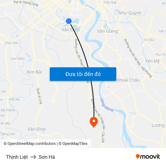 Thịnh Liệt to Sơn Hà map