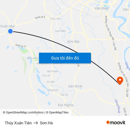 Thủy Xuân Tiên to Sơn Hà map
