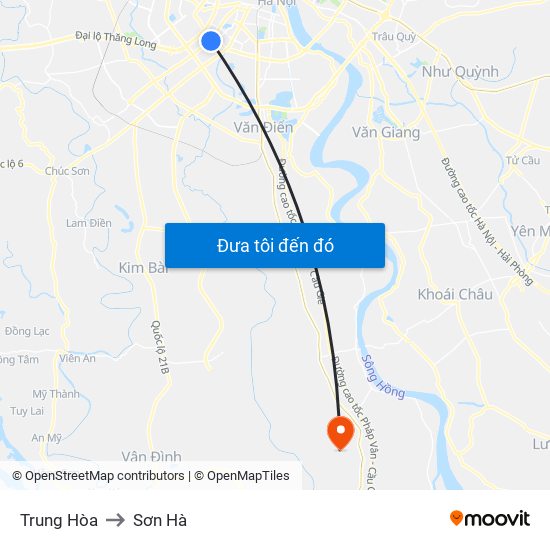 Trung Hòa to Sơn Hà map