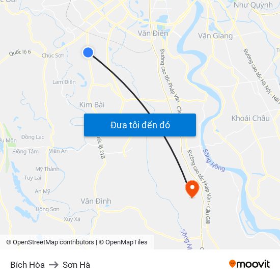 Bích Hòa to Sơn Hà map