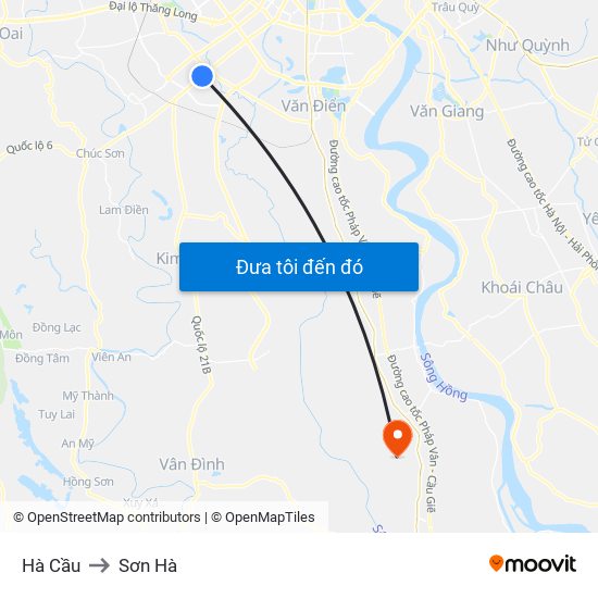 Hà Cầu to Sơn Hà map