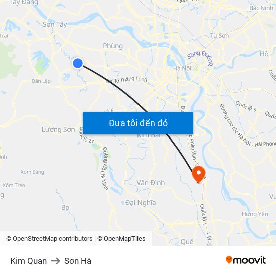 Kim Quan to Sơn Hà map