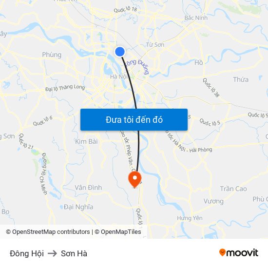 Đông Hội to Sơn Hà map