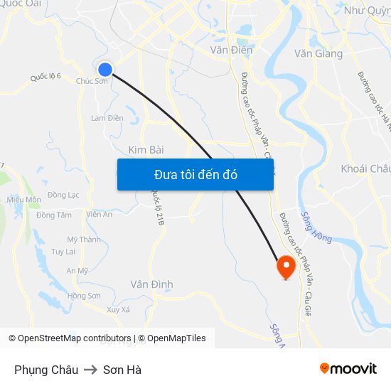 Phụng Châu to Sơn Hà map