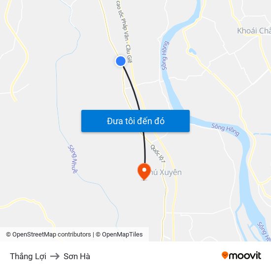 Thắng Lợi to Sơn Hà map