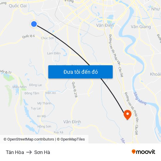 Tân Hòa to Sơn Hà map