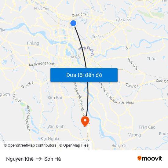 Nguyên Khê to Sơn Hà map