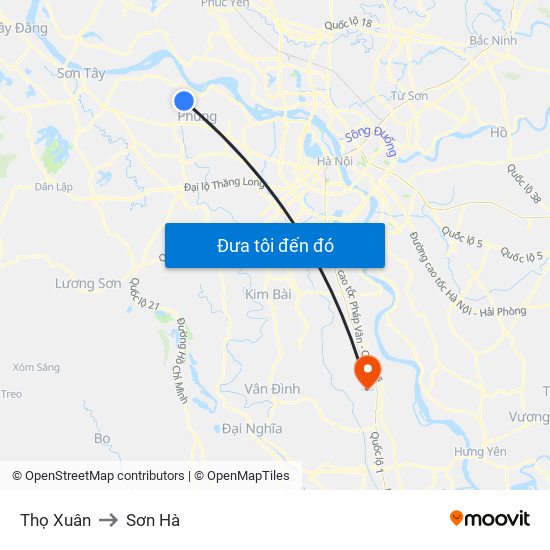 Thọ Xuân to Sơn Hà map