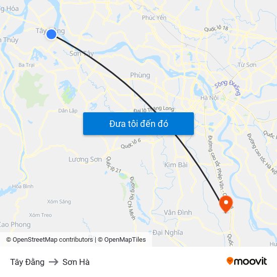 Tây Đằng to Sơn Hà map