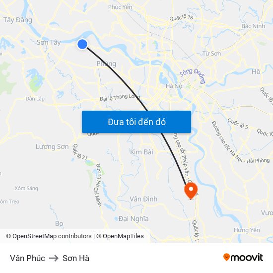 Vân Phúc to Sơn Hà map