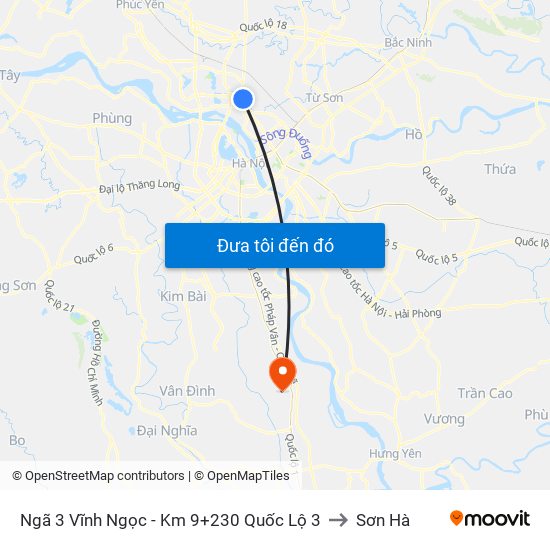 Ngã 3 Vĩnh Ngọc - Km 9+230 Quốc Lộ 3 to Sơn Hà map