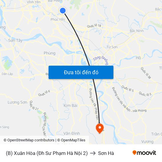 (B) Xuân Hòa (Đh Sư Phạm Hà Nội 2) to Sơn Hà map