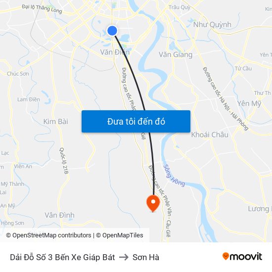 Dải Đỗ Số 3 Bến Xe Giáp Bát to Sơn Hà map