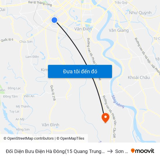 Đối Diện Bưu Điện Hà Đông(15 Quang Trung Hà Đông) to Sơn Hà map