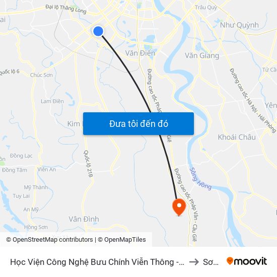 Học Viện Công Nghệ Bưu Chính Viễn Thông - Trần Phú (Hà Đông) to Sơn Hà map