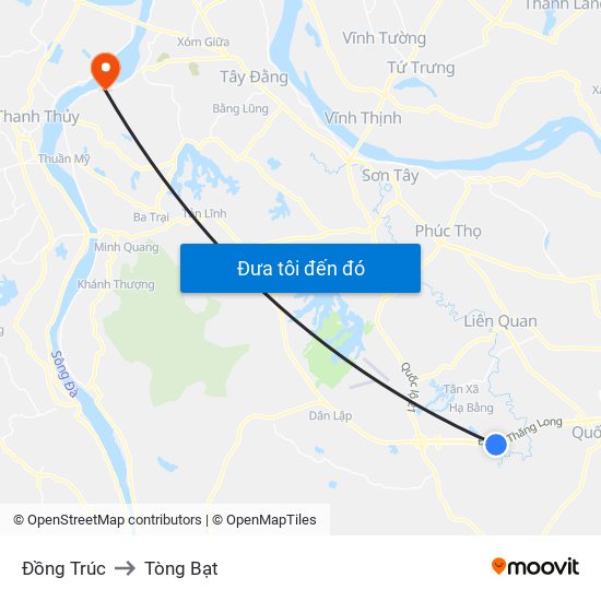 Đồng Trúc to Tòng Bạt map