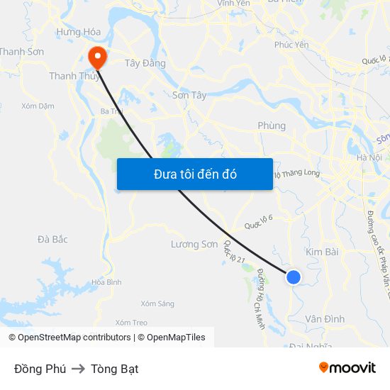 Đồng Phú to Tòng Bạt map
