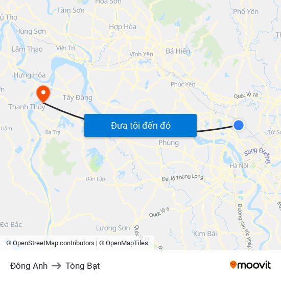 Đông Anh to Tòng Bạt map