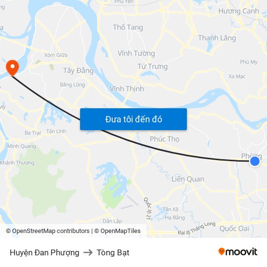 Huyện Đan Phượng to Tòng Bạt map