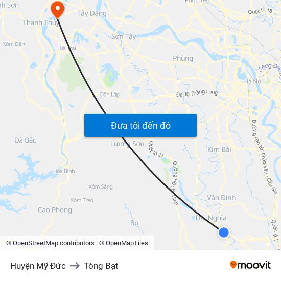 Huyện Mỹ Đức to Tòng Bạt map