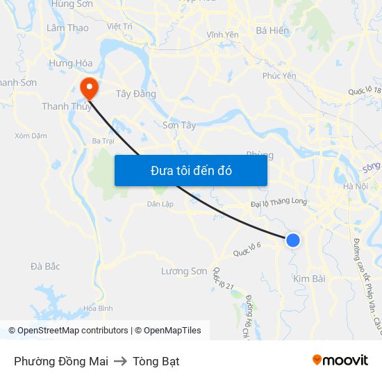 Phường Đồng Mai to Tòng Bạt map