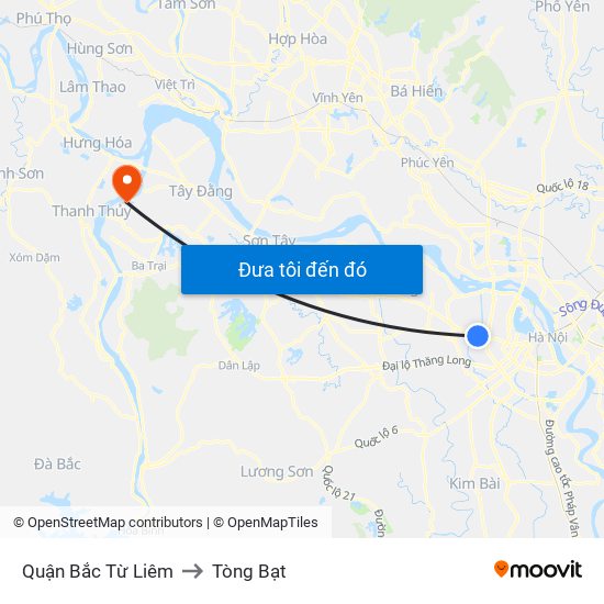 Quận Bắc Từ Liêm to Tòng Bạt map