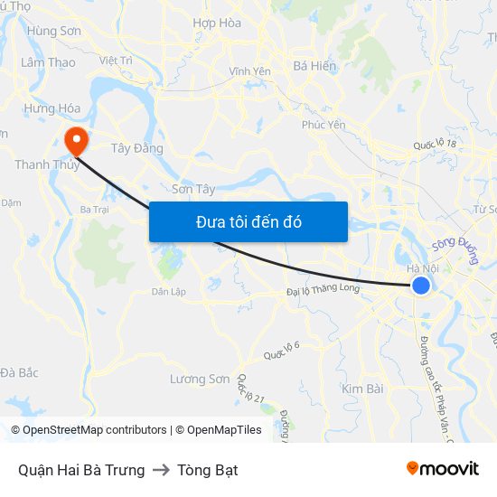 Quận Hai Bà Trưng to Tòng Bạt map