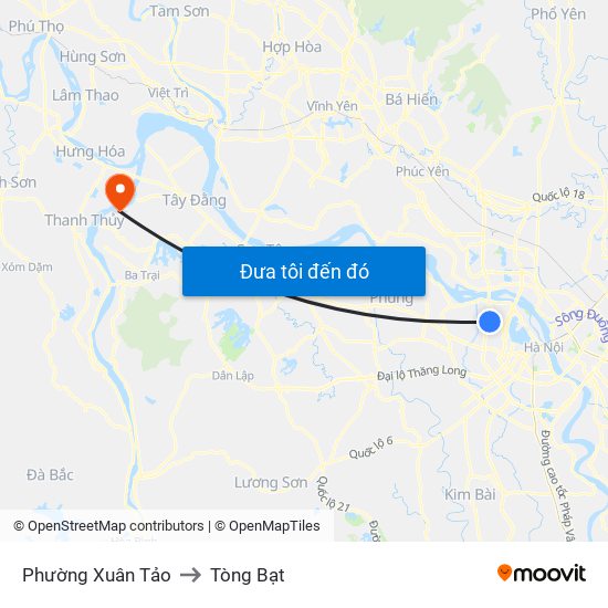 Phường Xuân Tảo to Tòng Bạt map