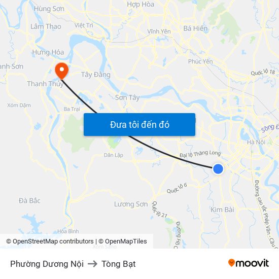 Phường Dương Nội to Tòng Bạt map