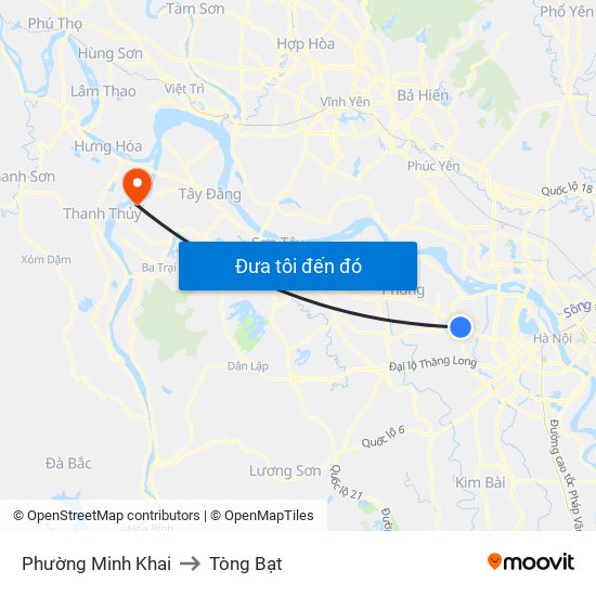 Phường Minh Khai to Tòng Bạt map