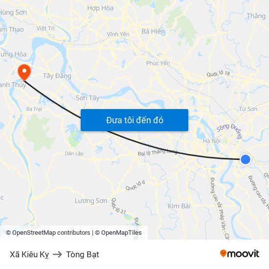 Xã Kiêu Kỵ to Tòng Bạt map