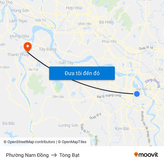 Phường Nam Đồng to Tòng Bạt map