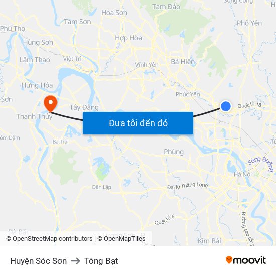 Huyện Sóc Sơn to Tòng Bạt map