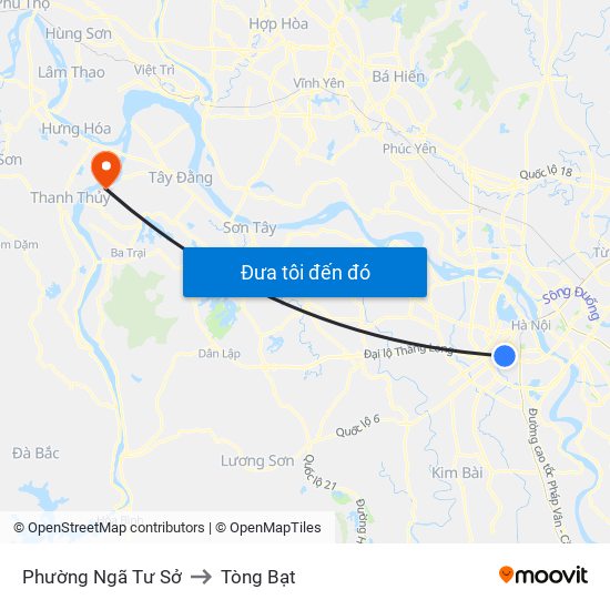 Phường Ngã Tư Sở to Tòng Bạt map