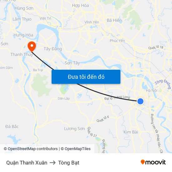 Quận Thanh Xuân to Tòng Bạt map