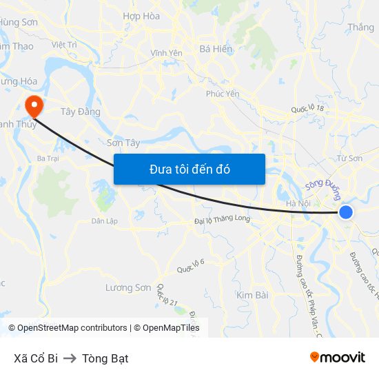 Xã Cổ Bi to Tòng Bạt map