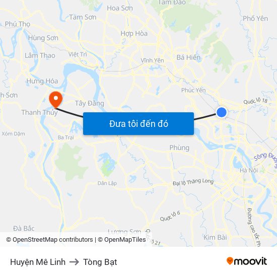 Huyện Mê Linh to Tòng Bạt map
