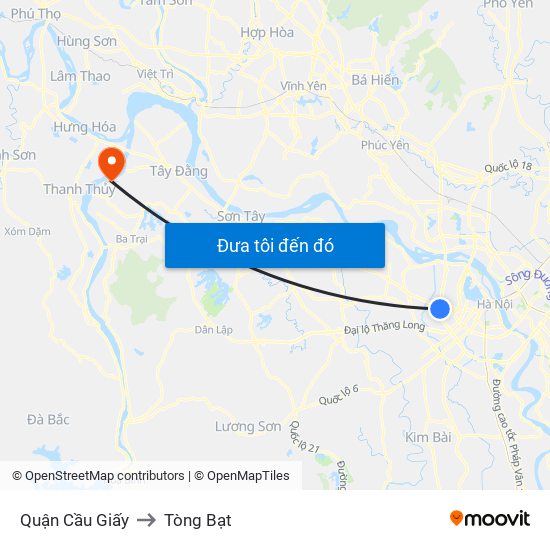 Quận Cầu Giấy to Tòng Bạt map