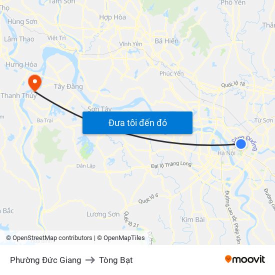 Phường Đức Giang to Tòng Bạt map