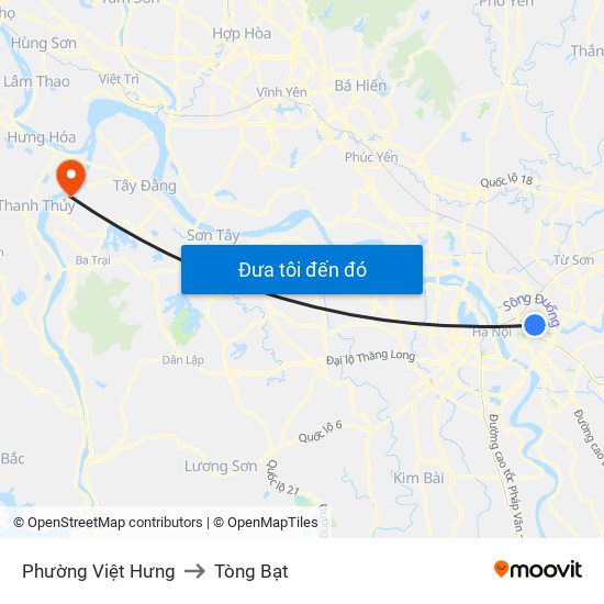 Phường Việt Hưng to Tòng Bạt map