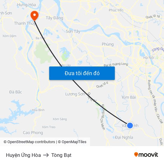 Huyện Ứng Hòa to Tòng Bạt map