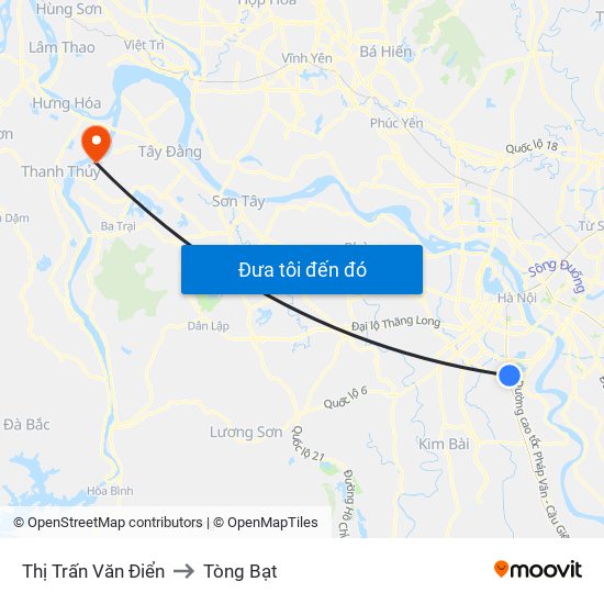 Thị Trấn Văn Điển to Tòng Bạt map