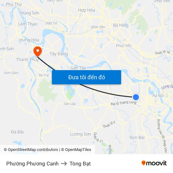 Phường Phương Canh to Tòng Bạt map